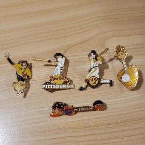Lot of Five Hard Rock Cafe Pittsburgh Baseball Themed Pins